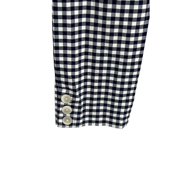 J Crew Women’s High Rise Straight Pants Size 4 Navy Blue White Plaid Gingham - Picture 4 of 12